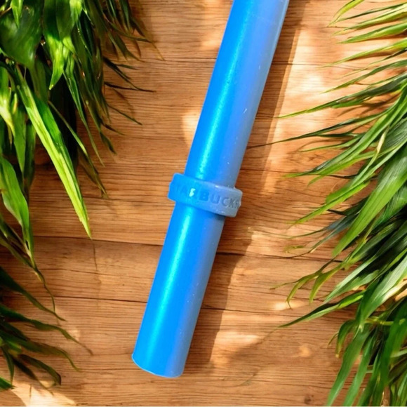 STARBUCKS 24oz Tumbler - Blue Stylized Flowers w/ Straw - Picture 10 of 11